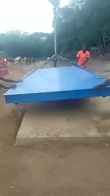Pose du tablier d'un pont bascule à la grue
